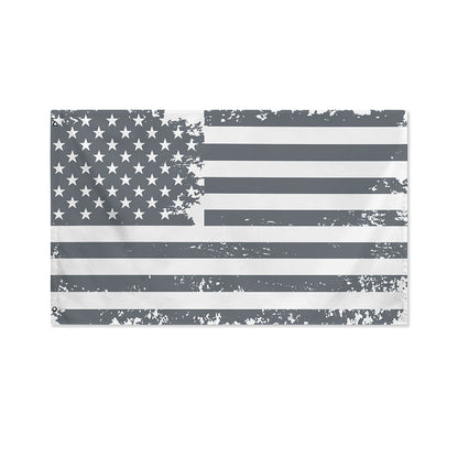 Grey Grunge American Flag Print Polyester Flag