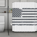 Grey Grunge American Flag Print Polyester Shower Curtain