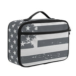 Grey Grunge American Flag Print Portable Lunch Bag