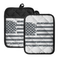 Grey Grunge American Flag Print Pot Holders With Pocket
