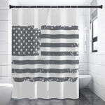 Grey Grunge American Flag Print Premium Shower Curtain