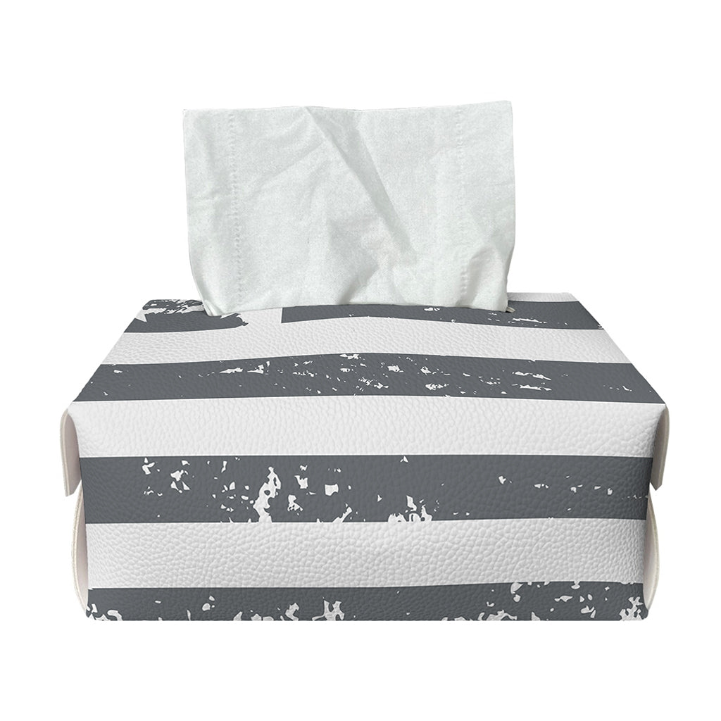 Grey Grunge American Flag Print Rectangle Tissue Box Cover