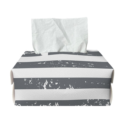 Grey Grunge American Flag Print Rectangle Tissue Box Cover
