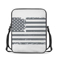 Grey Grunge American Flag Print Rectangular Crossbody Bag
