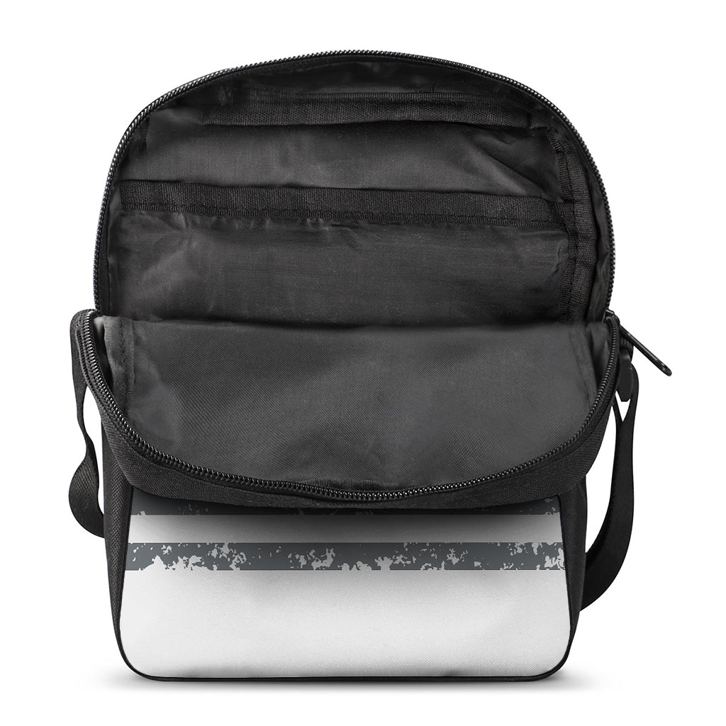 Grey Grunge American Flag Print Rectangular Crossbody Bag