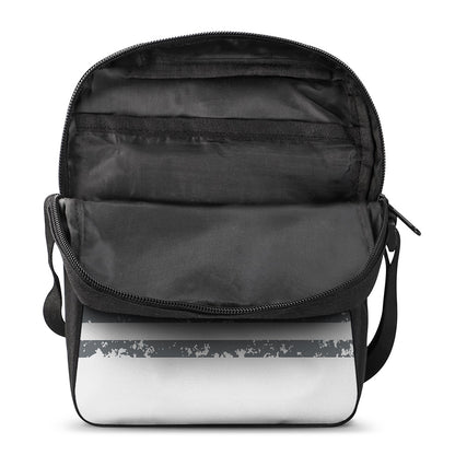 Grey Grunge American Flag Print Rectangular Crossbody Bag