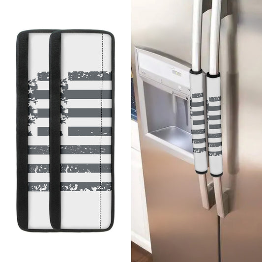 Grey Grunge American Flag Print Refrigerator Handle Covers