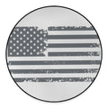 Grey Grunge American Flag Print Round Floor Mat