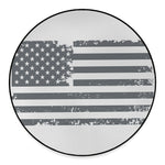 Grey Grunge American Flag Print Round Floor Mat