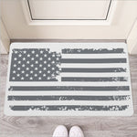 Grey Grunge American Flag Print Rubber Doormat
