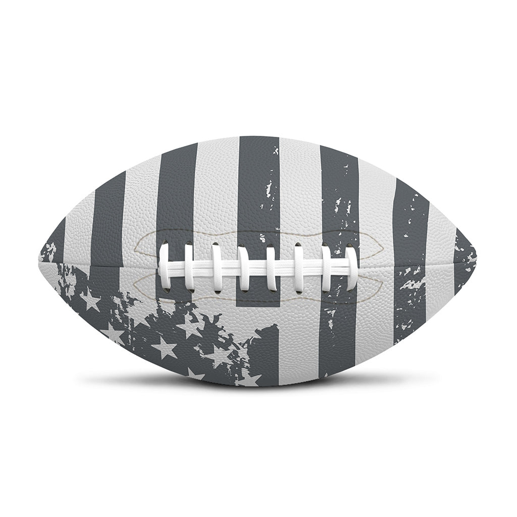 Grey Grunge American Flag Print Rugby Ball