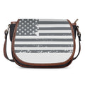 Grey Grunge American Flag Print Saddle Bag