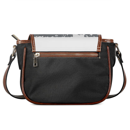 Grey Grunge American Flag Print Saddle Bag