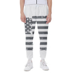 Grey Grunge American Flag Print Scuba Joggers
