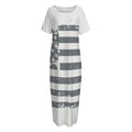 Grey Grunge American Flag Print Short Sleeve Long Nightdress