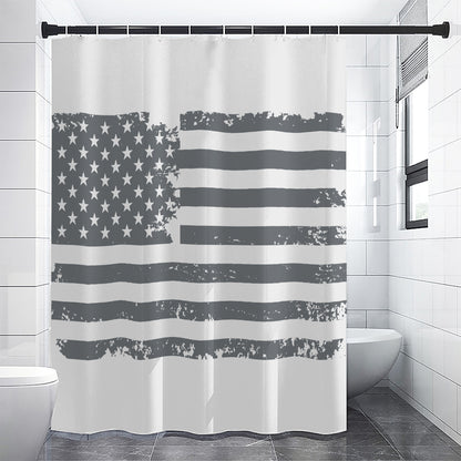 Grey Grunge American Flag Print Shower Curtain