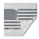 Grey Grunge American Flag Print Silk Bandana