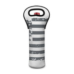 Grey Grunge American Flag Print Single Neoprene Wine Tote