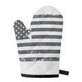 Grey Grunge American Flag Print Single Oven Mitt