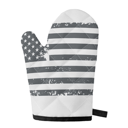 Grey Grunge American Flag Print Single Oven Mitt
