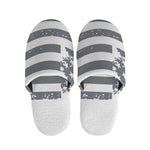 Grey Grunge American Flag Print Slippers