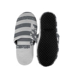Grey Grunge American Flag Print Slippers