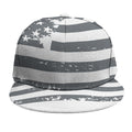 Grey Grunge American Flag Print Snapback Cap