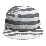 Grey Grunge American Flag Print Snapback Cap