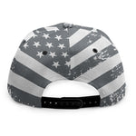Grey Grunge American Flag Print Snapback Cap