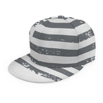 Grey Grunge American Flag Print Snapback Cap