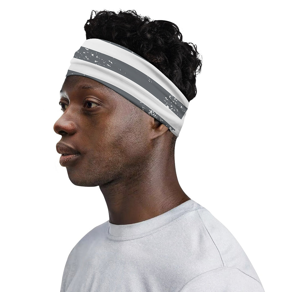 Grey Grunge American Flag Print Sports Headband