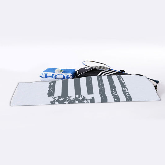 Grey Grunge American Flag Print Sports Towel