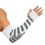 Grey Grunge American Flag Print Sun Protection Arm Sleeves