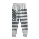 Grey Grunge American Flag Print Sweatpants