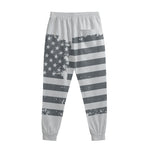 Grey Grunge American Flag Print Sweatpants