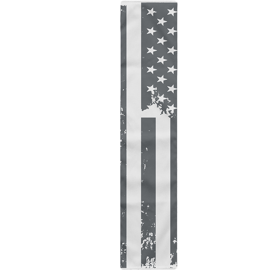 Grey Grunge American Flag Print Table Runner