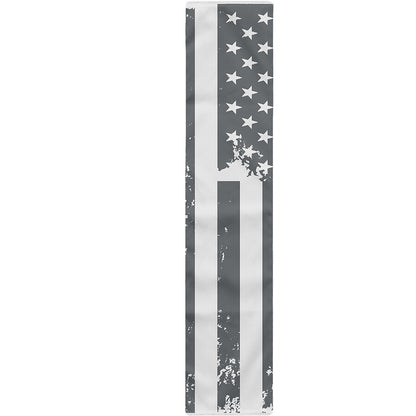 Grey Grunge American Flag Print Table Runner