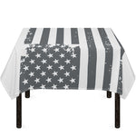 Grey Grunge American Flag Print Tablecloth