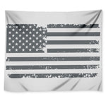Grey Grunge American Flag Print Tapestry