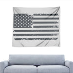 Grey Grunge American Flag Print Tapestry