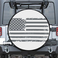 Grey Grunge American Flag Print Tire Cover