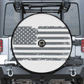 Grey Grunge American Flag Print Tire Cover With Camera Hole