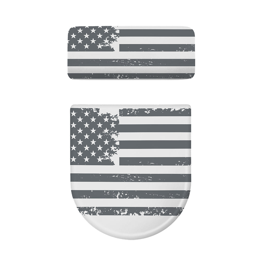 Grey Grunge American Flag Print Toilet Lid And Tank Cover Set