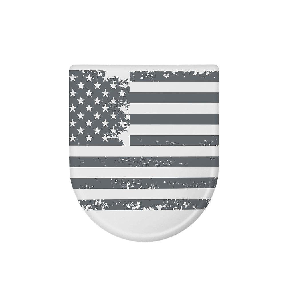 Grey Grunge American Flag Print Toilet Lid Cover