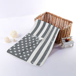 Grey Grunge American Flag Print Towel