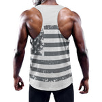 Grey Grunge American Flag Print Training Tank Top