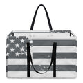 Grey Grunge American Flag Print Utility Tote Bag