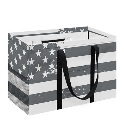 Grey Grunge American Flag Print Utility Tote Bag