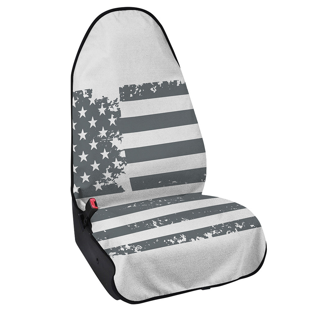 Grey Grunge American Flag Print Waterproof Car Seat Cover