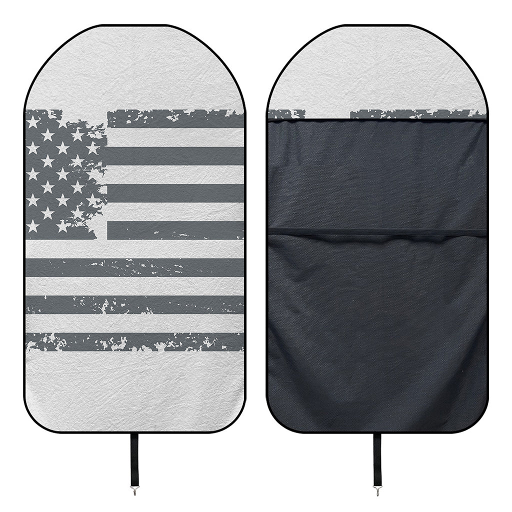 Grey Grunge American Flag Print Waterproof Car Seat Cover